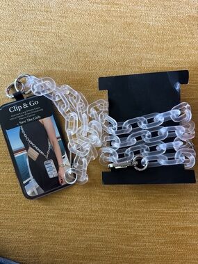 Save the Girls Clip & Go frosted link crossbody phone carrier strap. NWT.